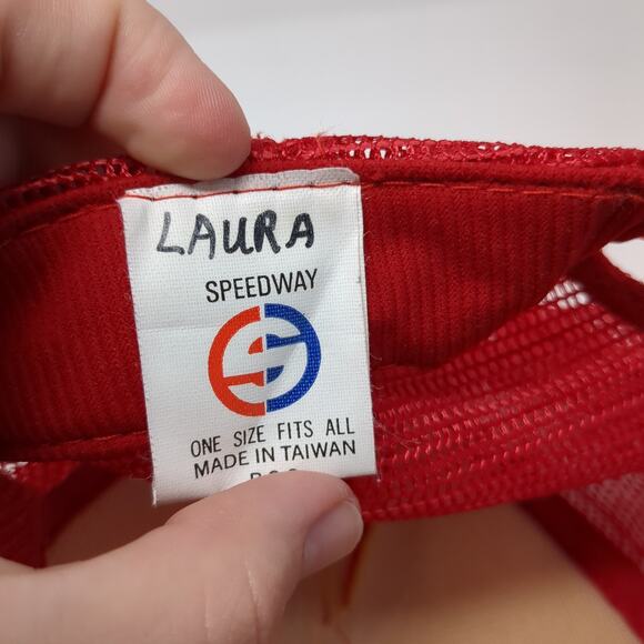 Brookfield American Snapback Trucker Hat Red One Size Adjustable Rope Speedway - Picture 9 of 9